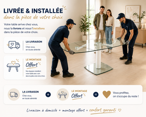 Table à manger extensible en verre pied central - Gia