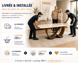 Lyra table céramique calacatta – livraison et installation à domicile Souffle d'Intérieur