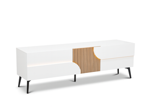 Meuble tv blanc et bois naturel - Marquis