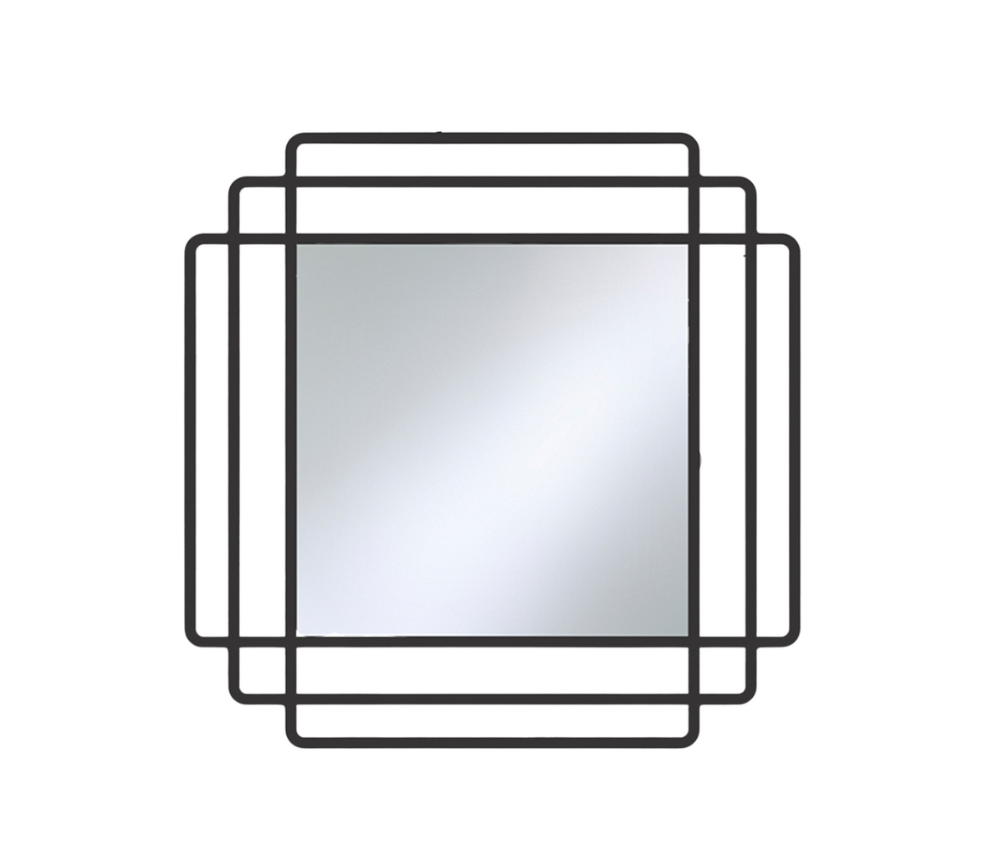 Miroir mural design Jessy – vue de face – carré équilibré – contour noir