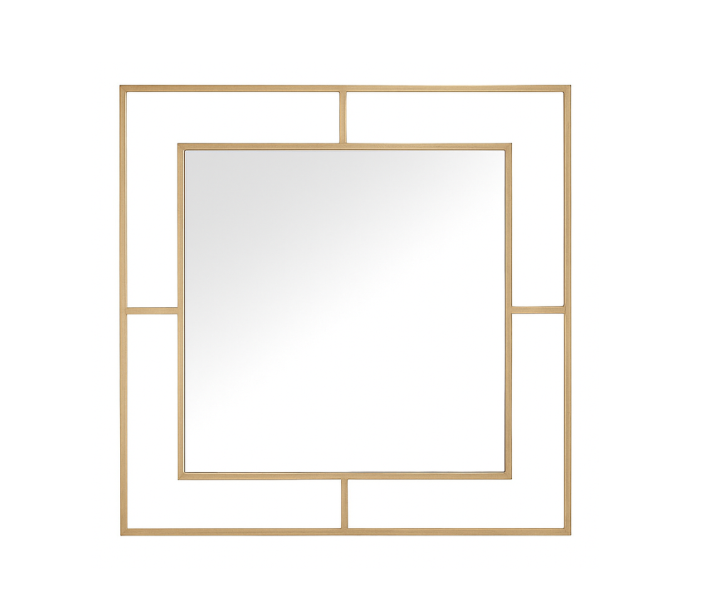 Miroir mural design moderne carré Brayan – vue de face – contour doré