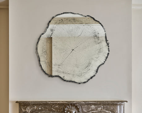 Miroir rond mural design Arbo en situation – salle à manger – vue de face