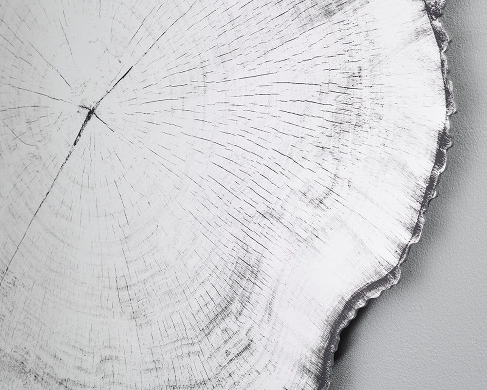 Détail Miroir rond mural – Arbo – effet tronc d'arbre – contour noir