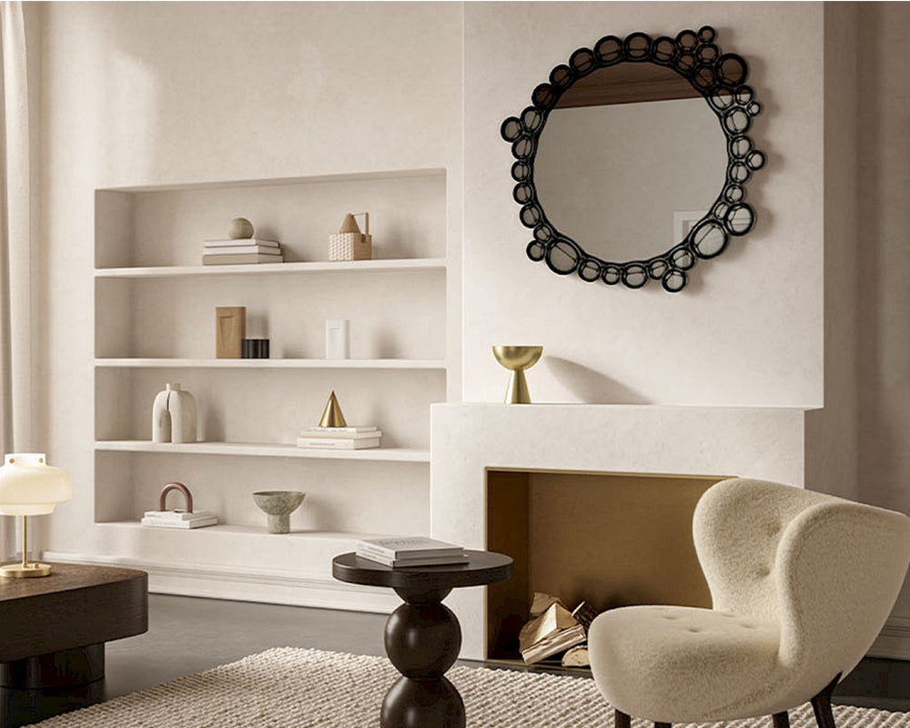 Miroir rond sérigraphie bulles Bubbly diamètre 104 cm – vue de face