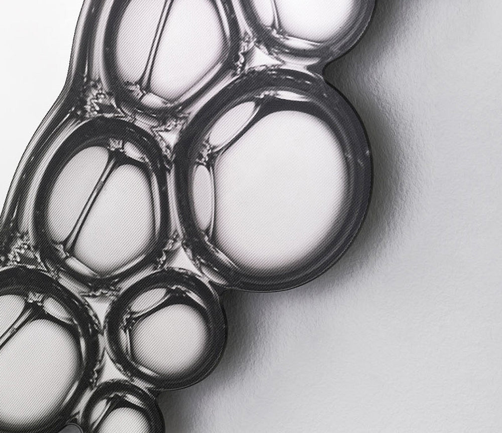 Miroir rond bulles Bubbly – zoom motif bulles sérigraphiées