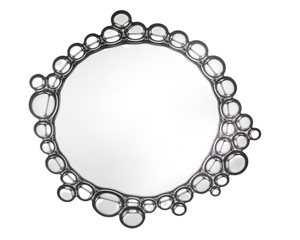 Miroir design contemporain rond Bubbly – vue de face – contour effet bulles de savon