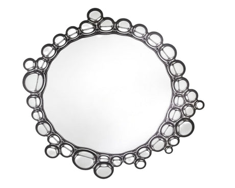 Miroir design contemporain rond Bubbly – vue de face – contour effet bulles de savon