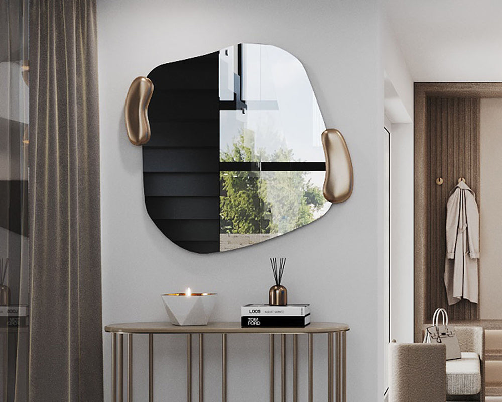 Miroir organique contour doré Calco – vue de profil