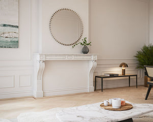 Miroir design rond avec ornement doré - Deknudt mirrors - Souffle d'Intérieur