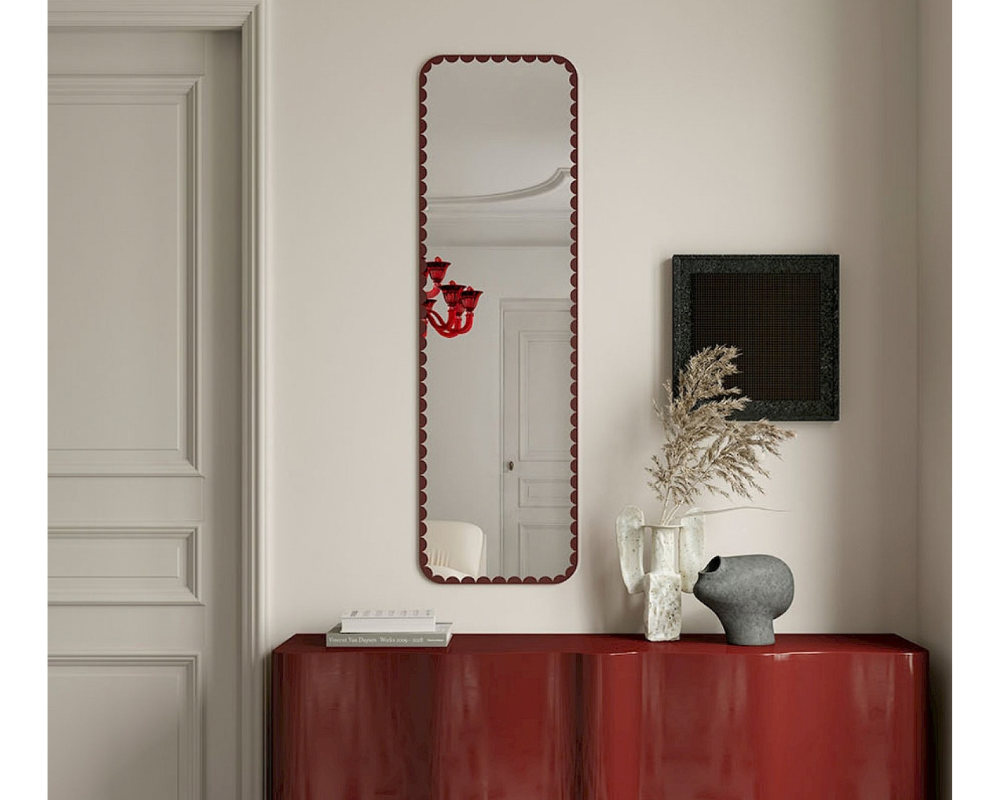 Miroir rectangle arrondi bordure rouge - Doily Hall