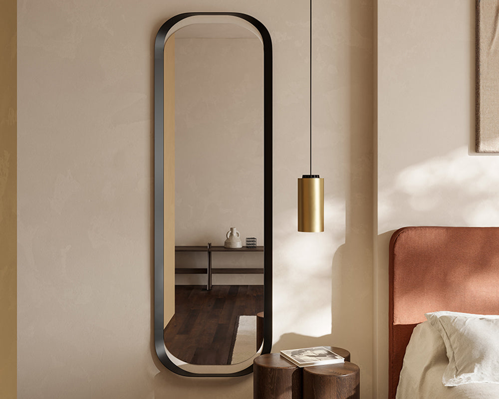 Miroir ovale cadre plié effet calligraphie Callagre 53x168 cm – vue de face