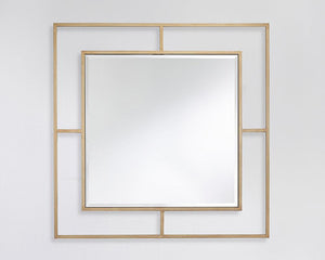 Miroir mural design carré Brayan – vue de face – cadre doré