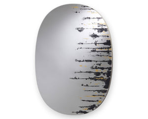 Miroir mural contemporain design Drip Gold – vue de face – cadre doré