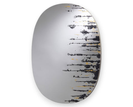 Miroir mural contemporain design Drip Gold – vue de face – cadre doré