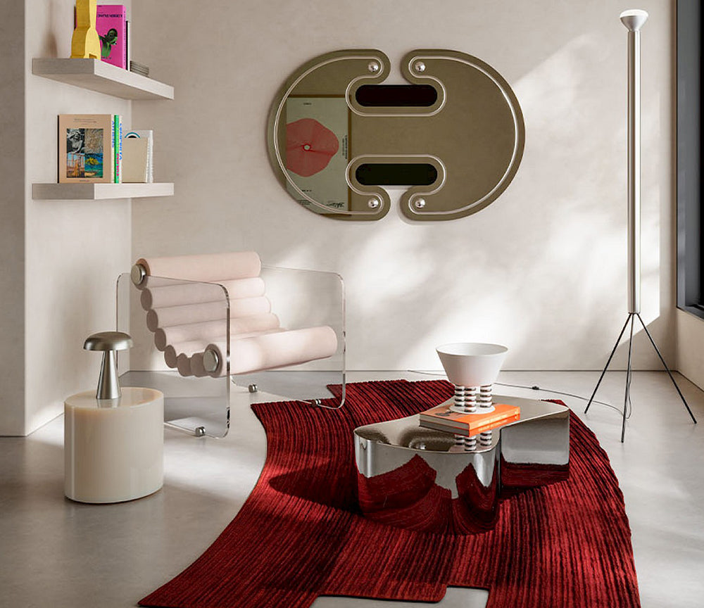 Miroir mural organique ellipses sphères Satellita 100x150 cm – vue de face