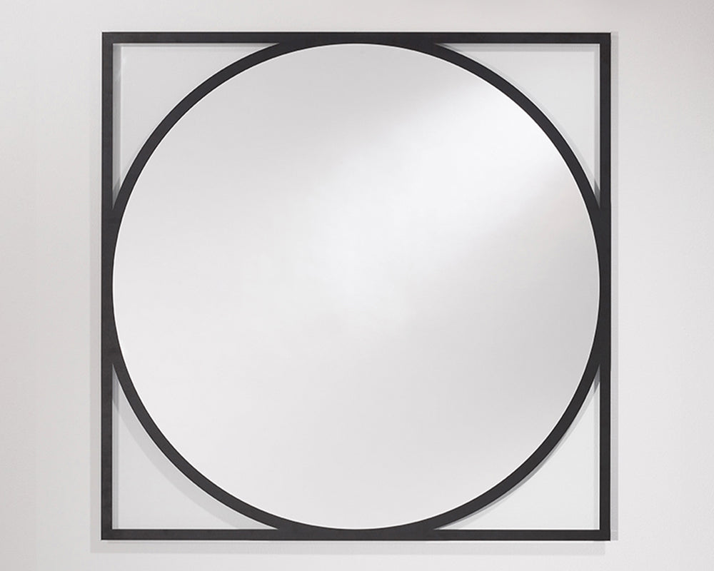 Miroir rond cadre carré noir Circo – vue de profil