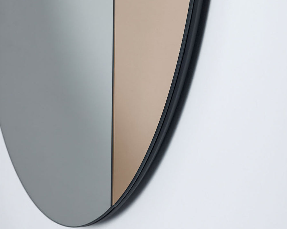Miroir rond bicolore Cord Bronze – zoom verre bronze et gris fumé
