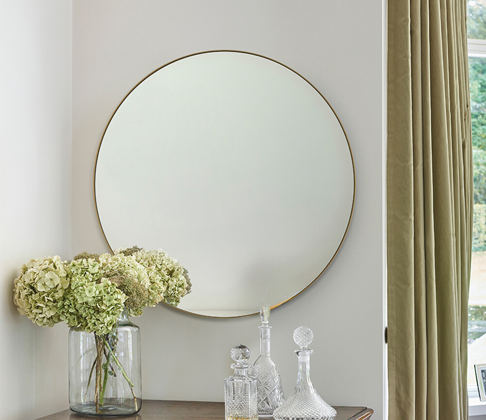 Miroir rond cadre bronze doré Hoop Bronze 85/105 cm – vue de face