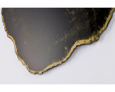 Détail Miroir rond mural – Arbo noir – effet tronc d'arbre – contour doré