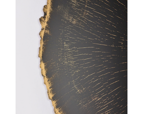 Détail Miroir rond mural – Arbo noir – effet tronc d'arbre – contour doré