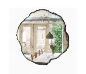 Miroir mural design Arbo – vue de face – effet tronc d'arbre – contour noir