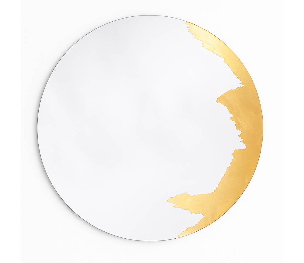 Modern round gold wall mirror 70cm - Ornatol