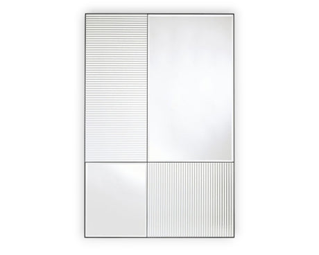 Miroir mural rectangulaire design contemporain Finestra Flutes – vue de face – cadre noir