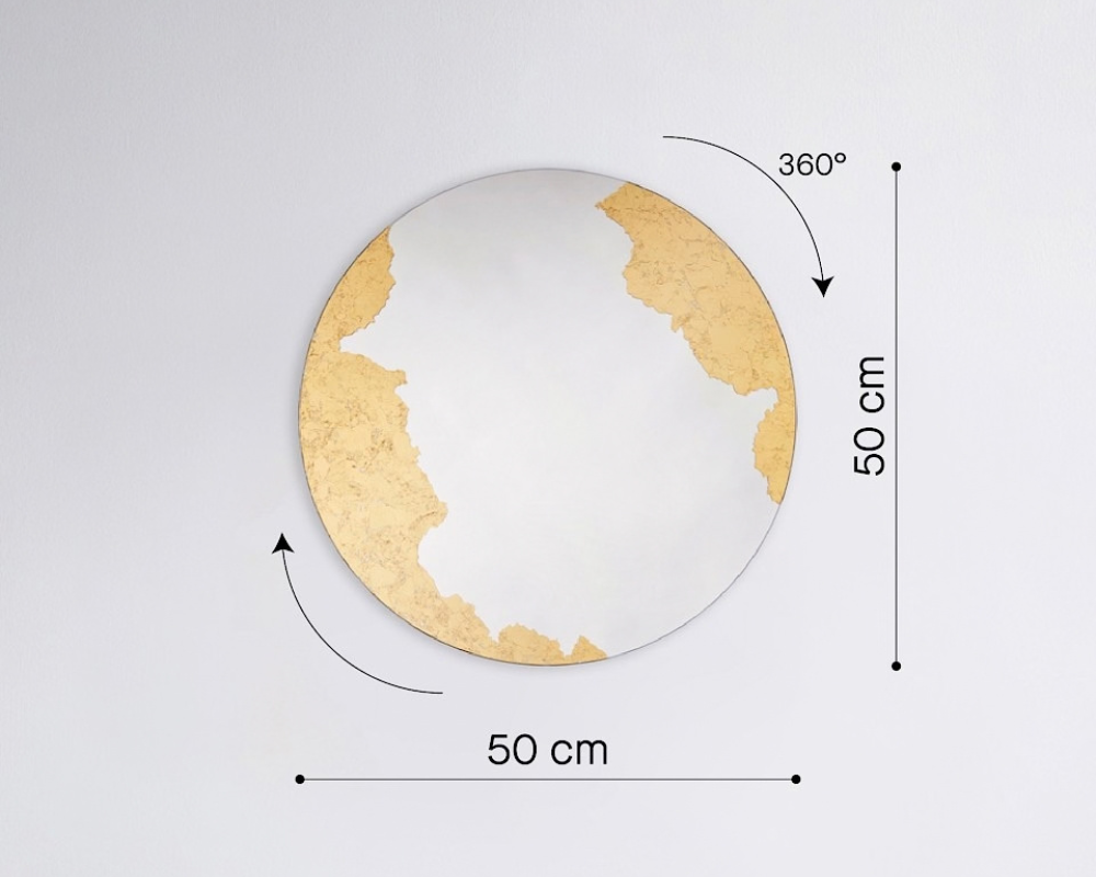 Dimensions du miroir rond doré Ornato – diamètre 50 cm