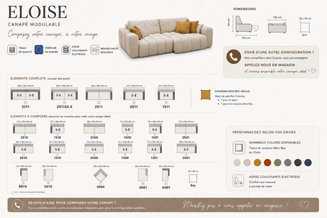 Canapé avec assises relax électriques profonde - Eloise - Confort Luxe