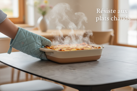 Plateau céramique gris résiste aux plats chauds