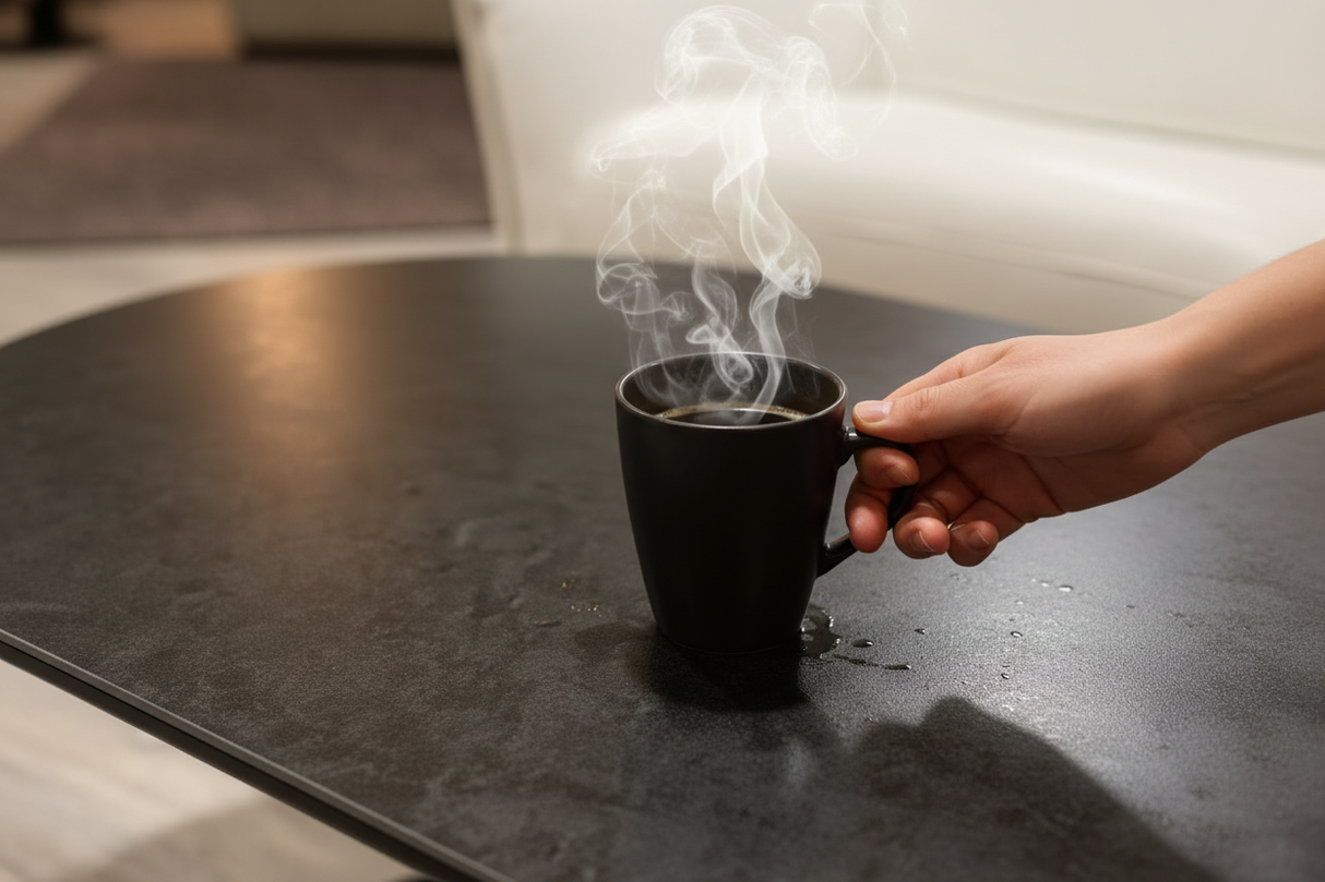 Plateau céramique noir résistant à la chaleur - tasse de café chaude