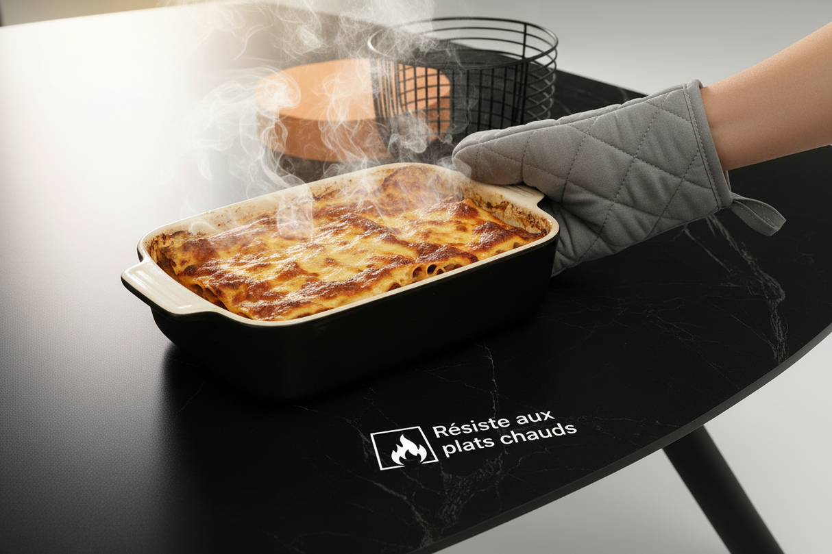 Plateau céramique noir résiste aux plats chauds