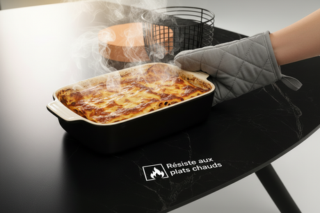 Plateau céramique noir résiste aux plats chauds