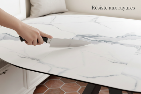 Plateau céramique marbre blanc mat anti-rayures - akante