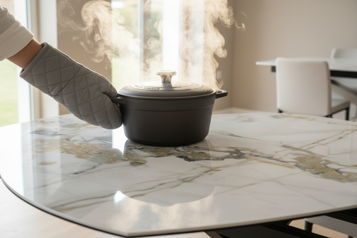 Plateau céramique marbre résistant à la chaleur - casserole chaude
