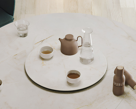 Plateau tournant céramique pour table Lazy – vue 3/4 – cremona – Ø55
