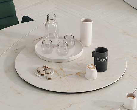Plateau tournant céramique pour table Lazy – vue 3/4 – cremona – Ø75