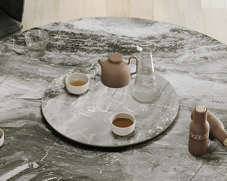 Plateau tournant céramique pour table Lazy – vue 3/4 – eramosa – Ø55
