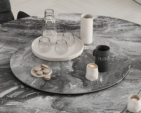 Plateau tournant céramique pour table Lazy – vue 3/4 – eramosa – Ø75