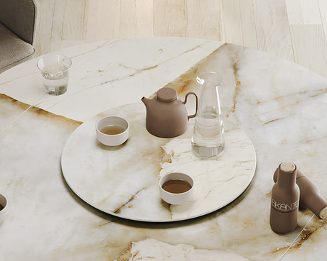 Plateau tournant céramique pour table Lazy – vue 3/4 – patagonia – Ø55
