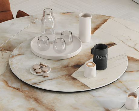 Plateau tournant céramique pour table Lazy – vue 3/4 – patagonia – Ø75