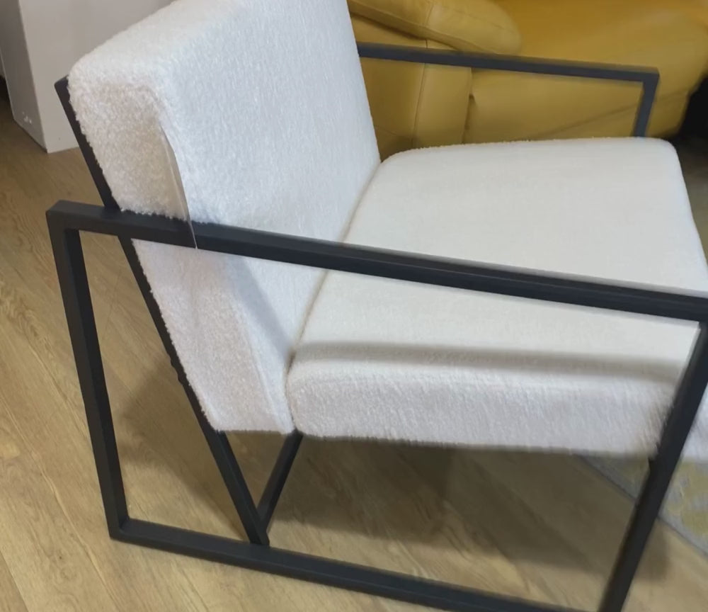 White bouclette armchair L73 H70 P73cm - Kayna