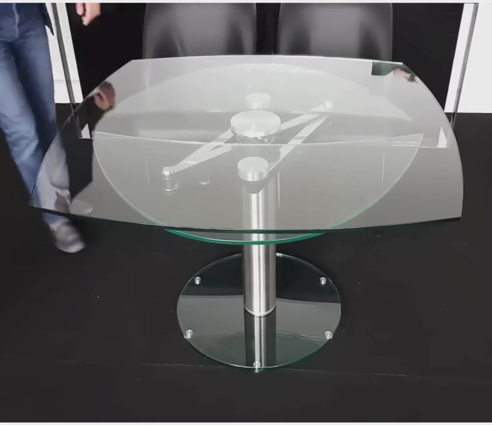 table en verre trempée transparente extesnible
