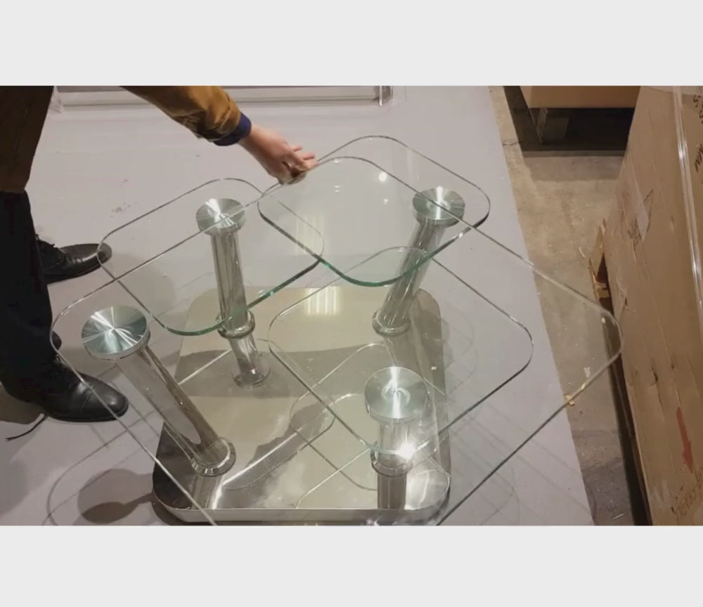 Table basse en verre design carré pivotante - Souffle d'intérieur