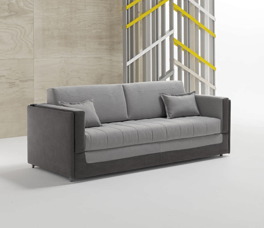 Profil du canapé lit superposé fermé, lignes épurées et structure métal anthracite – Souffle d’Intérieur