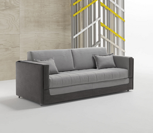 Profil du canapé lit superposé fermé, lignes épurées et structure métal anthracite – Souffle d’Intérieur