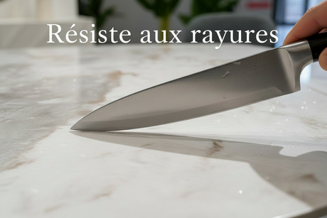 Résistance rayures table céramique blanche - test couteau