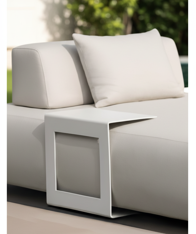 Salon de jardin d'angle Masha – module accoudoir avec tablette