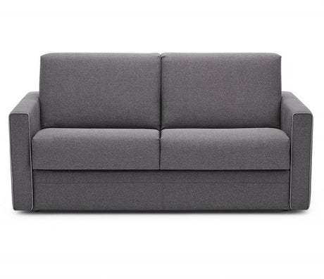 Canapé convertible rapido 3 places Reva – vue de face – tissu gris – avec accoudoirs 