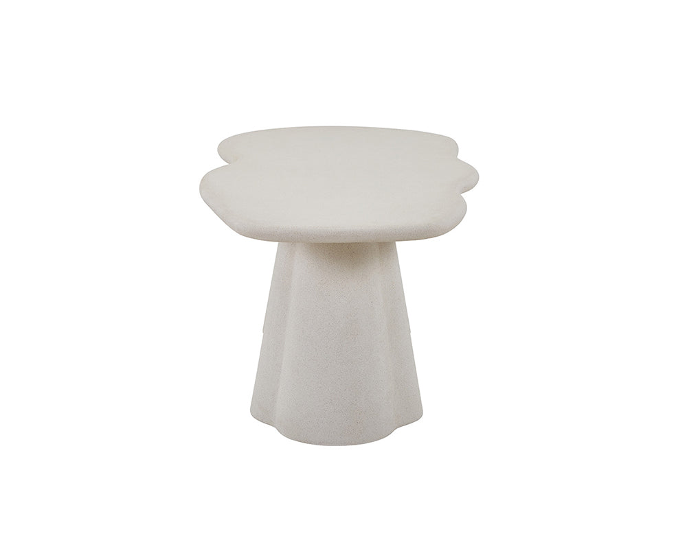 Table à manger Simo - vue face - forme organique effet béton ciré 